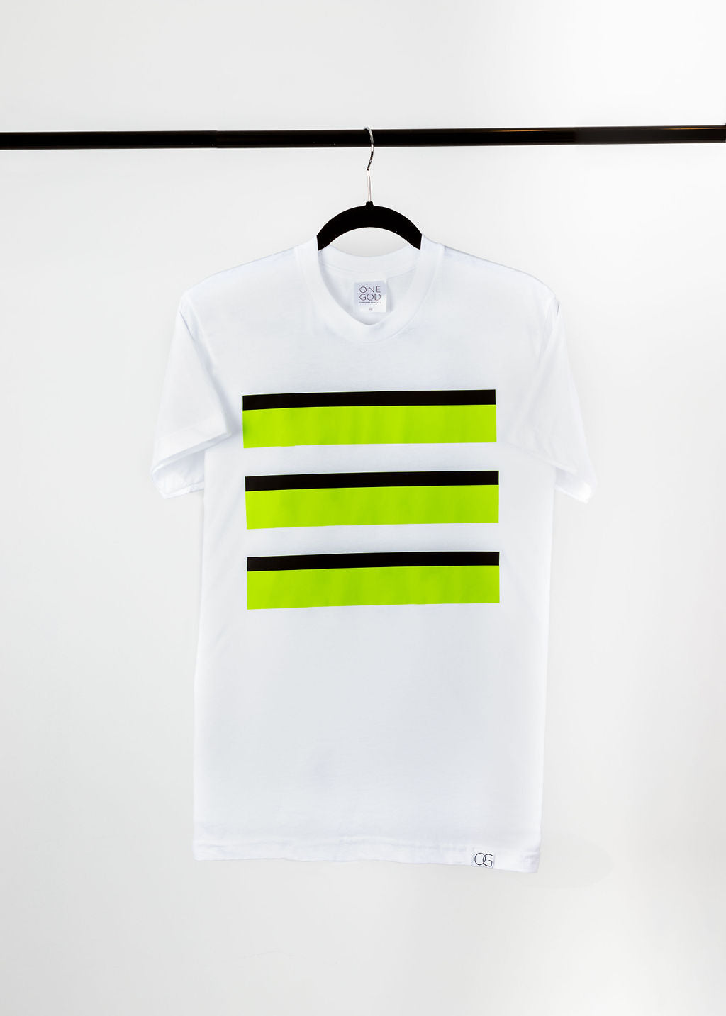 White with Green Stripes Tee V.1